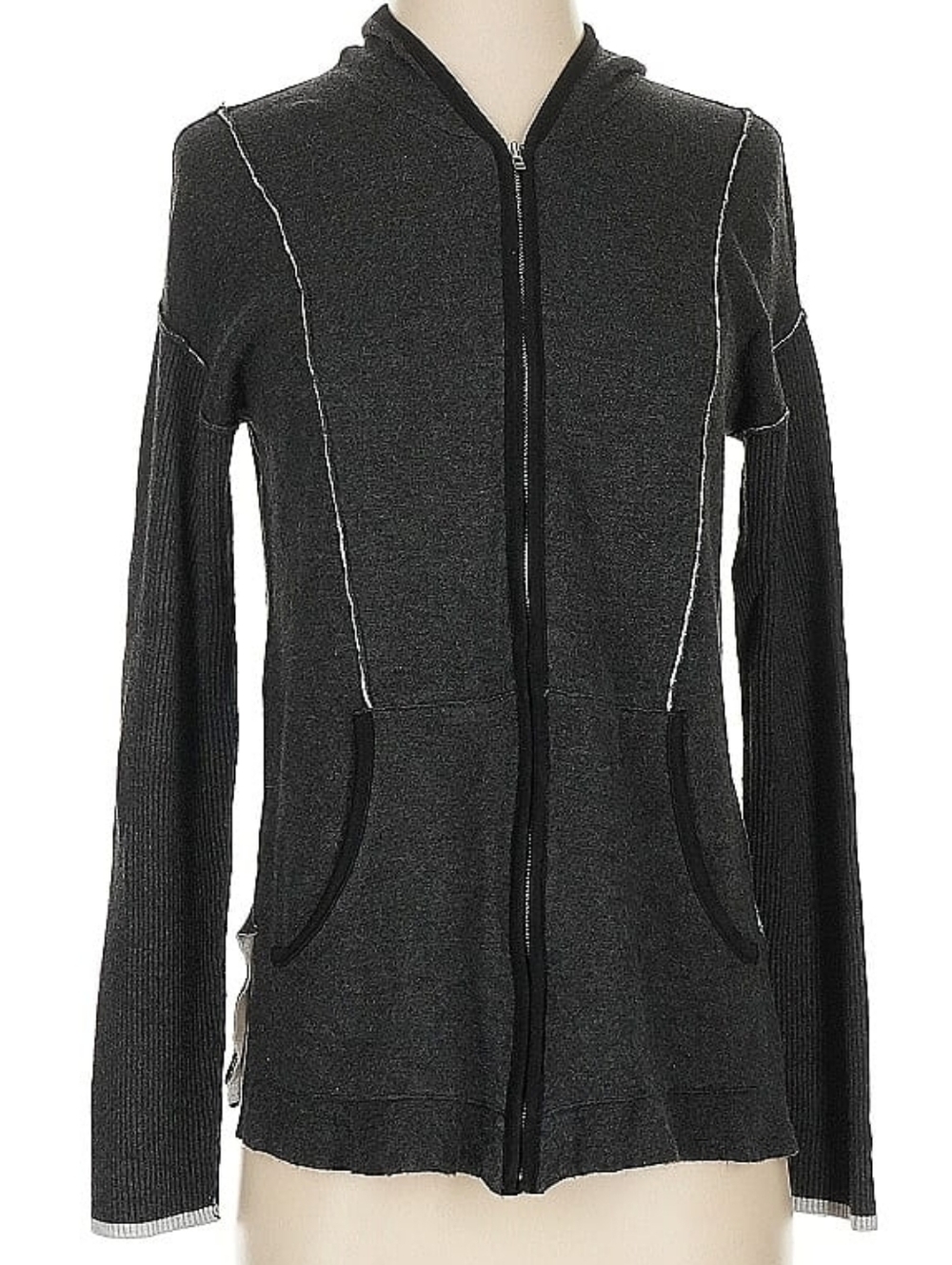Ost Gray Knit Zip-Up Hooded Leisurewear